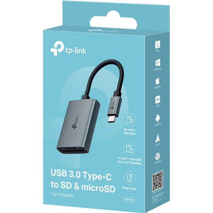 TP-Link UA430C Lector de Tarjetas SD y microSD USB Tipo-C Gris